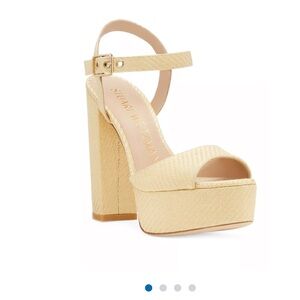 Stuart Weitzman Women’s Beige Platform Sandals Heels Sz 7